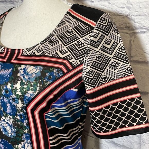 Jealous Tomato Mixed Print Short Sleeve Bodycon Dress Size Medium - Picture 5 of 12